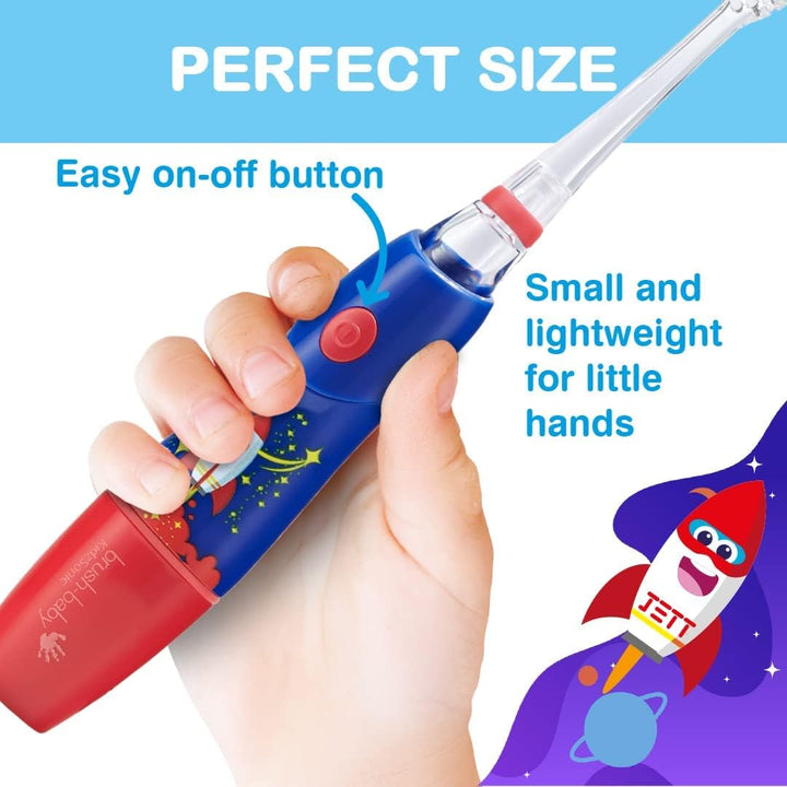 - Rocket Kidzsonic Kids Electric Toothbrush, 3+ Years - Deepclean Bristles, Suction Base - Fun Design with Flashing Disco Lights - 2 X Replacement Heads & 1 X AAA Battery