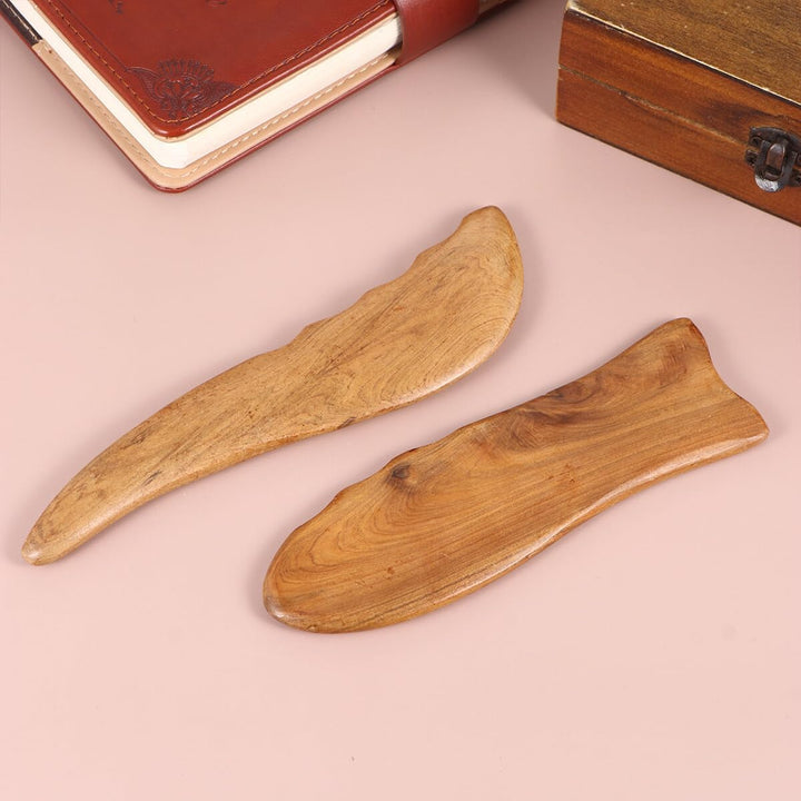 2Pcs Natural Wood Gua Sha Plates Portable Scraping Boards for Facial and Body Massage Smooth Texture Skin Care Tools for Neck Eye Shoulder and Spa Use