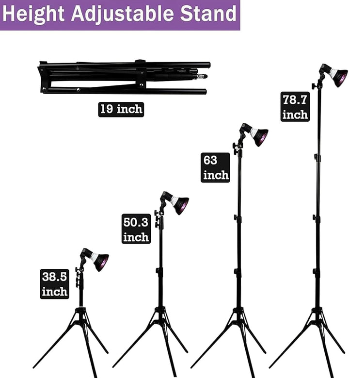 Face Tanning Lamp, Adjustable Height 38.5"-78.7", 180° Rotatable, 18Pcs Leds 395Nm Self Tanning Sun Lamp for Home, Beauty, Salon, Face and Body, with Eye Mask and Tripod (Black 54W)