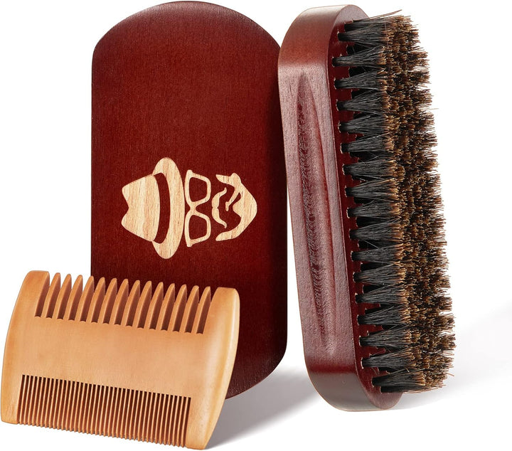 Beard Brush, 100% Boar Bristle Black Walnut Wood Beard Comb Brush for Men to Tame and Soften Your Facial Hair from