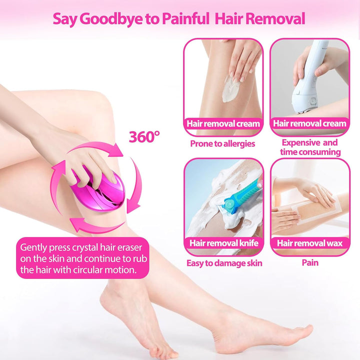 Crystal Hair Eraser,  Magic Crystal Hair Remover Stone, Nano Crystal Painless Exfoliation Hair Removal Tool Men and Women, Fast Easy Magic Crystal Hair Remover, Soft Smooth Silky Skin
