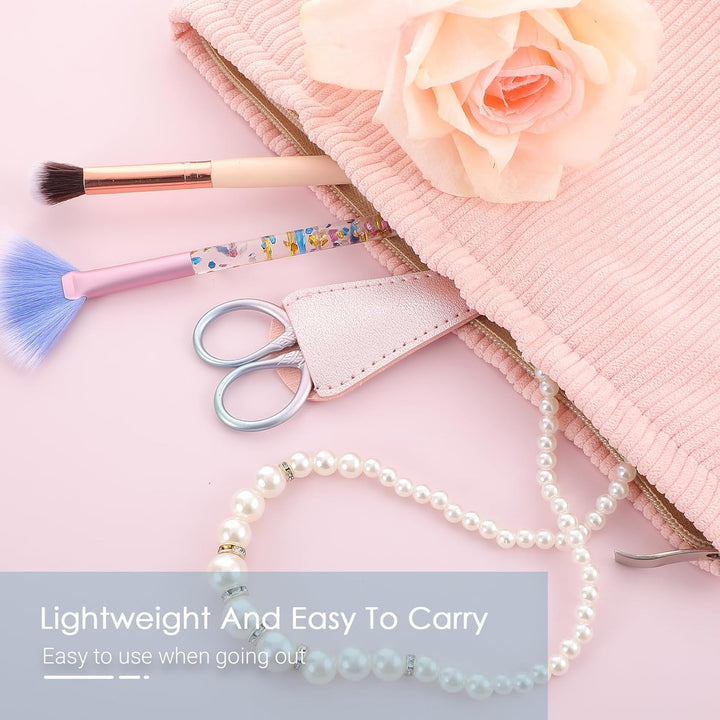 Facial Hair Small Grooming Scissors for Men Women, 3.5Inch Small Precision Scissors, Safety Scissor with PU Sheath for Facial Hair, Eyebrow, Eyelash, Beard, Moustache