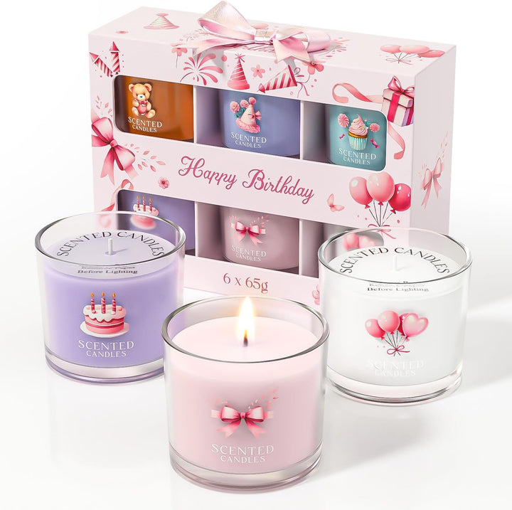 Candle Set, Scented Candle Gift Set for Her, 3 Scented Votive Candles, Birthday Gifts for Women/Men (Pink+Purple+White, 200G)
