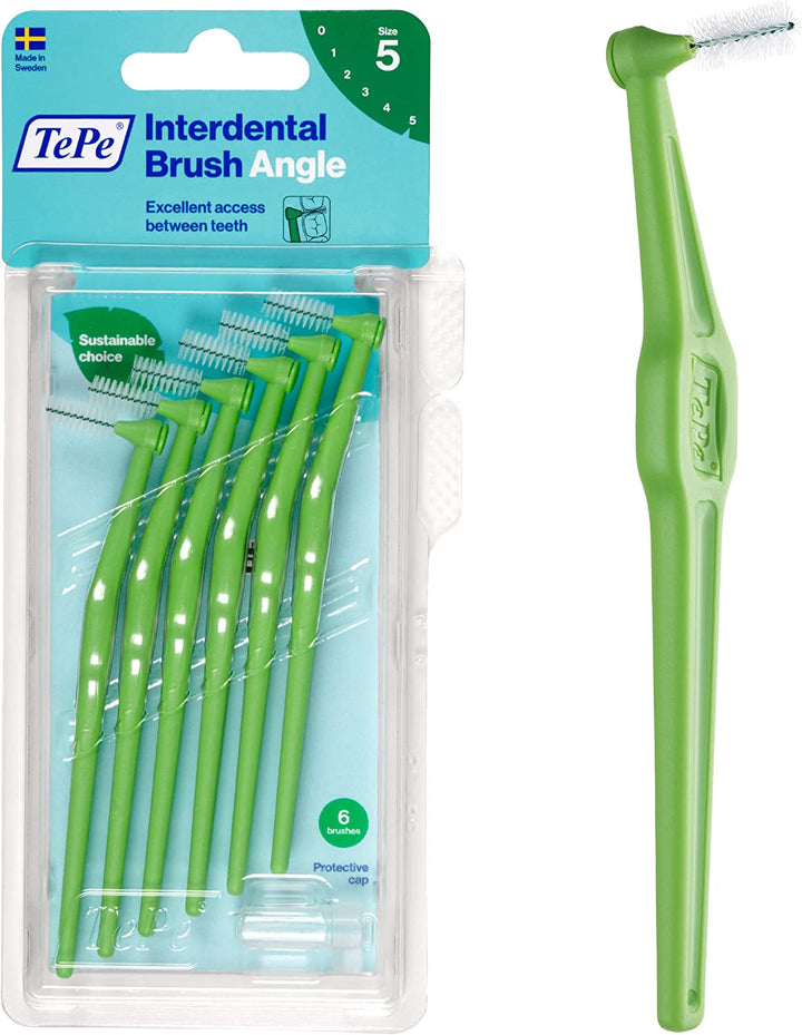 Interdental Brush Angle, Blue, 0.6Mm/Iso 3, 6Pcs, Plaque Remover, Easy and Efficient Cleaning between Teeth, Tooth Floss for Small Gaps