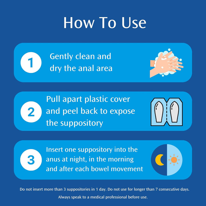 Suppositories – for Haemorrhoids & Related Conditions – Proven Formula Shrinks Piles, Relieves Discomfort & Soothes Itching – 24-Pack