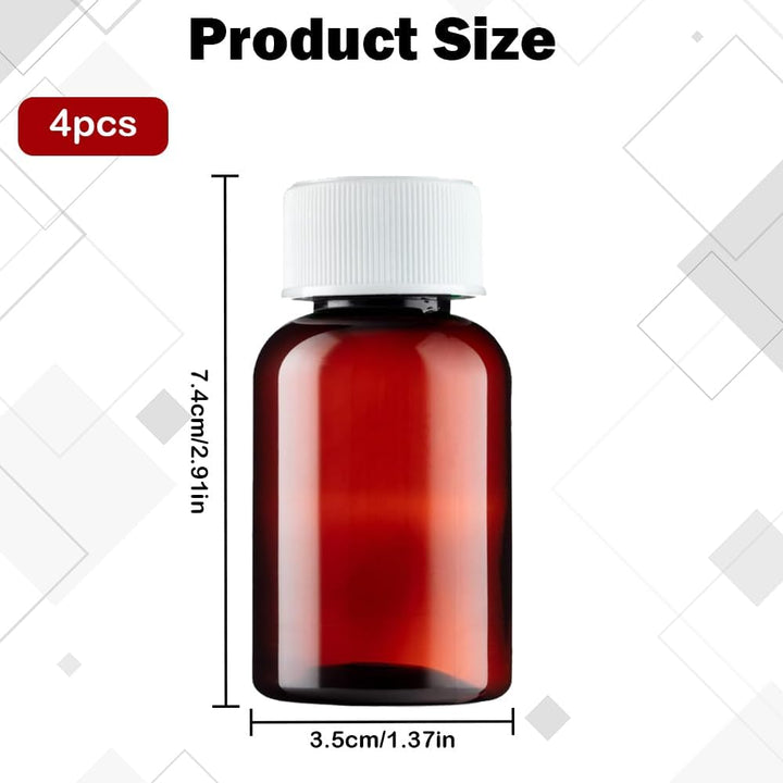 4 PCS 50Ml Plastic Medicine Bottles, Small Empty Pill Bottles for Tablet Storage