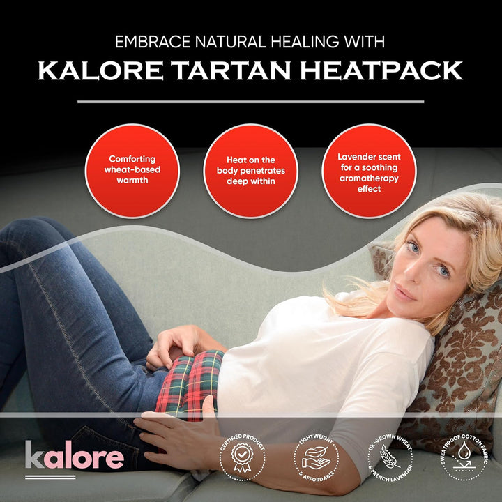 Wheat Bags Microwavable Neck and Shoulder Wrap - Relaxing Lavender Heat Bags Microwavable for Comfort - Tartan Cotton Fabric with UK Wheat Heat Bags Microwavable Compress by  - Purple