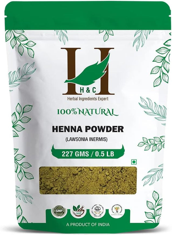 H&C 100% Pure Natural Henna Powder (Lawsonia Inermis) 227 GMS (1/2 Lb) for Hair…