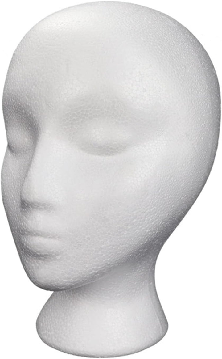 Female Styrofoam- Foam Mannequin Head Stand Model Display Wig Polystyrene Mannequin Manikin Head Polystyrene Head Female Dummy Mannequin Head for Hats Wigs Sunglasses Displays White