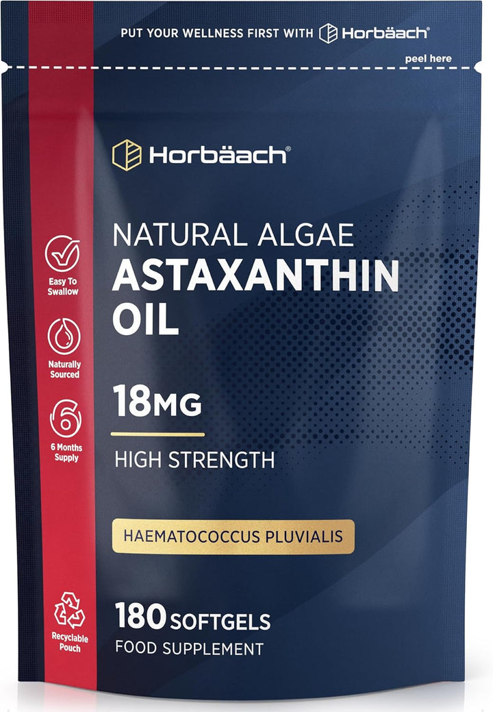 Astaxanthin Supplement 18Mg | 180 Softgels | Naturally Sourced from Algae | Haematococcus Pluvialis | by