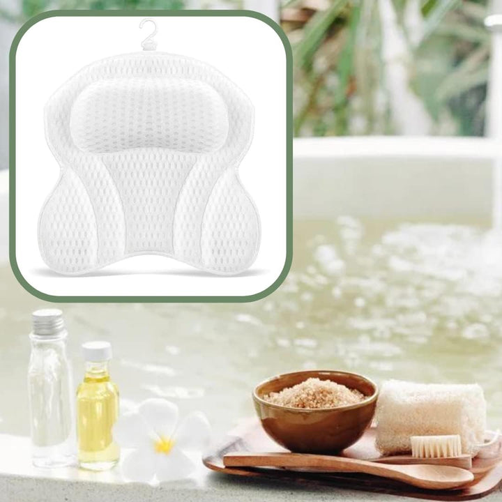 Luxury Bath Pillow Cushion Ergonomic Pillow with 4D Air Mesh Technology and 6 Suction Cups Helps Support Head Neck Back Shoulder Fits All Bathtub Hot Tub and Home Spa UK Brand