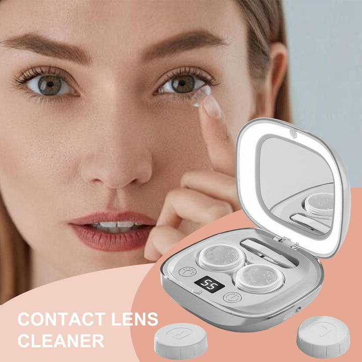 Contact Lens Case - High Frequency Vibration Case | Portable Lens Cleaning Device | Compact Colored Contact Washing Box Efficient Vision Care Storage Kit for Travel Home School Vacation