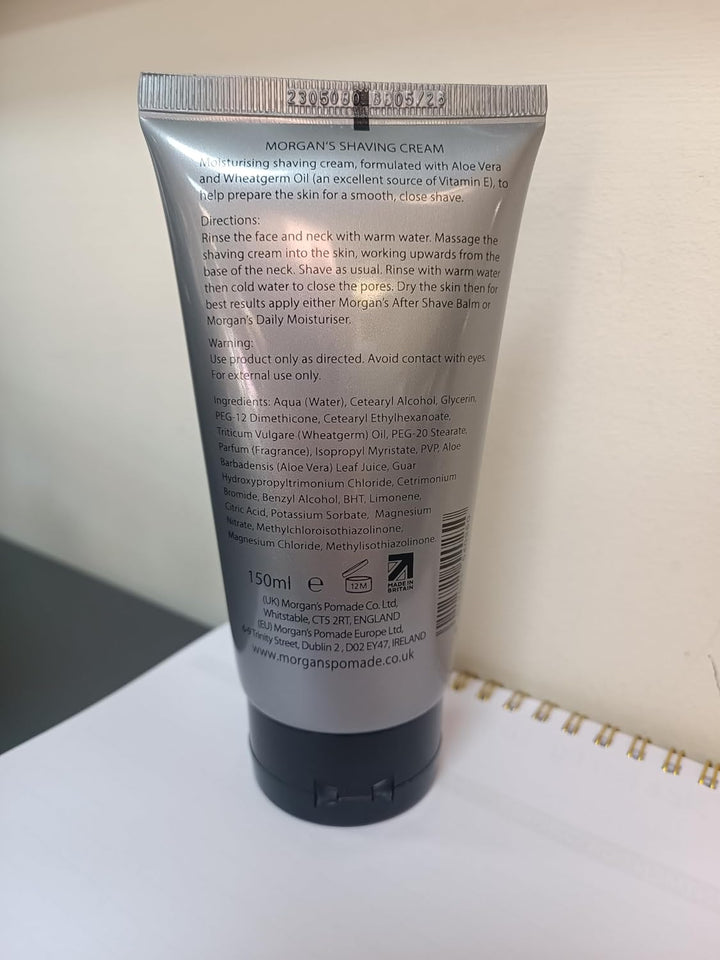 Shaving Cream, Minimises Razor Burn, Softens Facial Hair and Prepares the Skin for a Smooth, Close Shave, with Aloe Vera and Vitamin E 150Ml