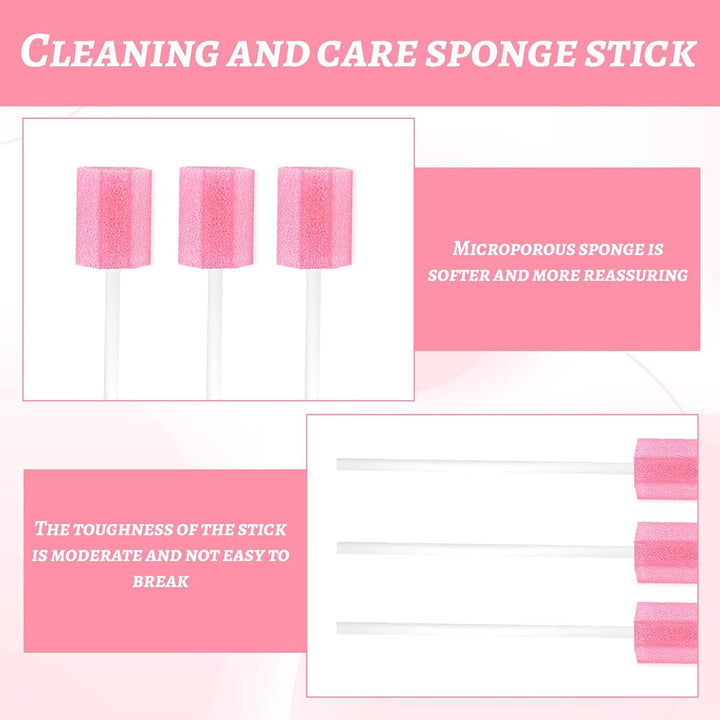 Oral Mouth Swabs Sponges,30 PCS Mouth Sponges on Stick for Hydration,Oral Care Sponge Swab Disposable,Mouth Swabs for End of Life Care Dental Care Kit Foam Swab Sticks for Oral Care (Pink)