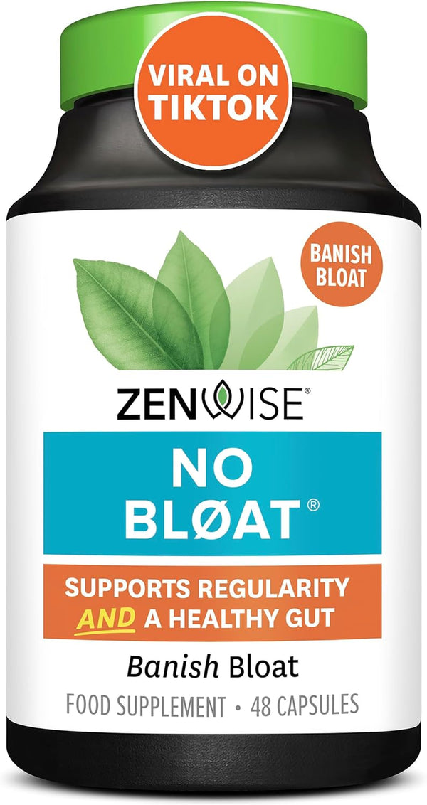 No Bloat - Probiotics, Digestive Enzymes - Ginger, Dandelion, and Lactase to Improve Digestion (48 Count)