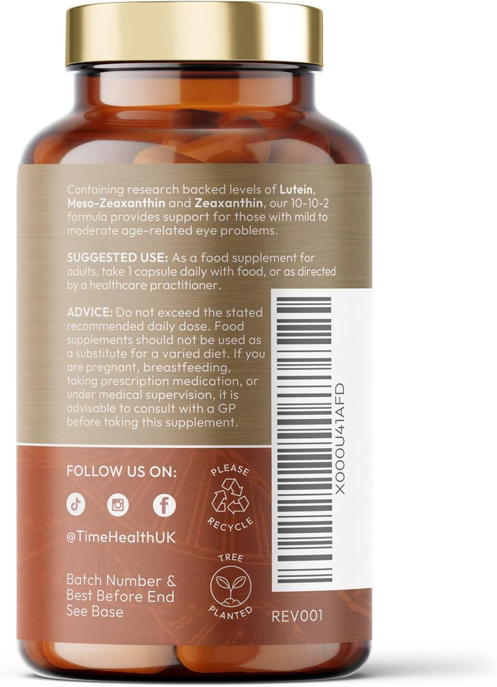 Lutein 10Mg - Meso-Zeaxanthin 10Mg - Zeaxanthin 2Mg – Micro-Encapsulated Formula – 100% Pure Natural Highly Bioavailable – UK Manufactured (120 Capsules)