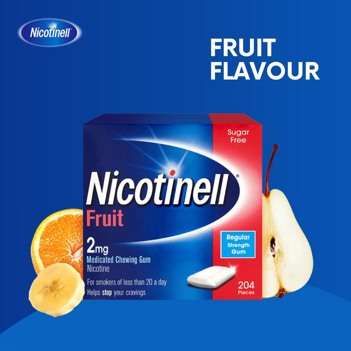 Fruit Gum 2Mg (96 Pieces), Stop Smoking Aid, Sugar Free Nicotine Gum, Mild Fruit Flavour, 2Mg Regular Strength for Light Smokers, Quit Smoking Aid