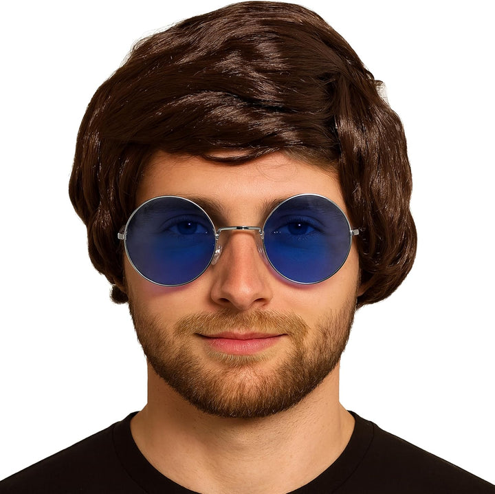 Mens Blonde Boyband Wig with Fringe Fancy Dress Accessories - Short Blonde Wig Men Hair Accessory for Britpop Party 60S 70S and 80S Fancy Dress Adult - Synthetic Short Hair as Halloween Accessories