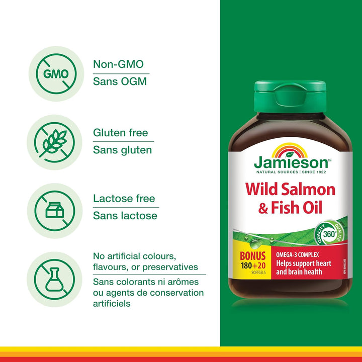 Wild Salmon & Fish Oils Omega-3 Complex 1000 Mg, 200 Soft-Gels