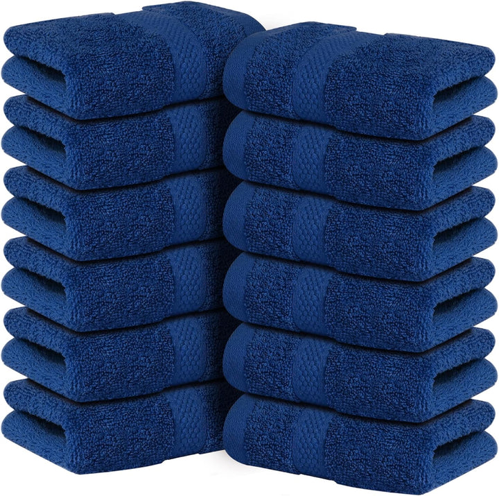 - 12 Pack Face Cloths |30X30 Cm| 100% Cotton Wash Cloths - Ultra Soft & Highly Absorbent Fingertip Towels for Spa, Gym, Hotel & Bathroom |Eloquent Blue|