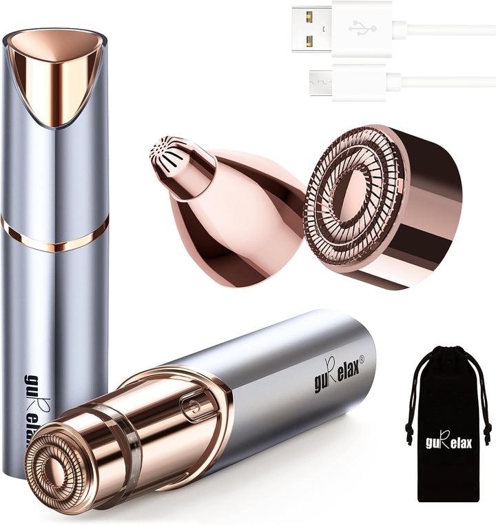 Facial Hair Remover for Women,Hair Removal Device Rechargeable,Epilator for Women for Face Included 2 X Replacement Heads,Painless Lady Shavers,For Lip,Mustache, Chin