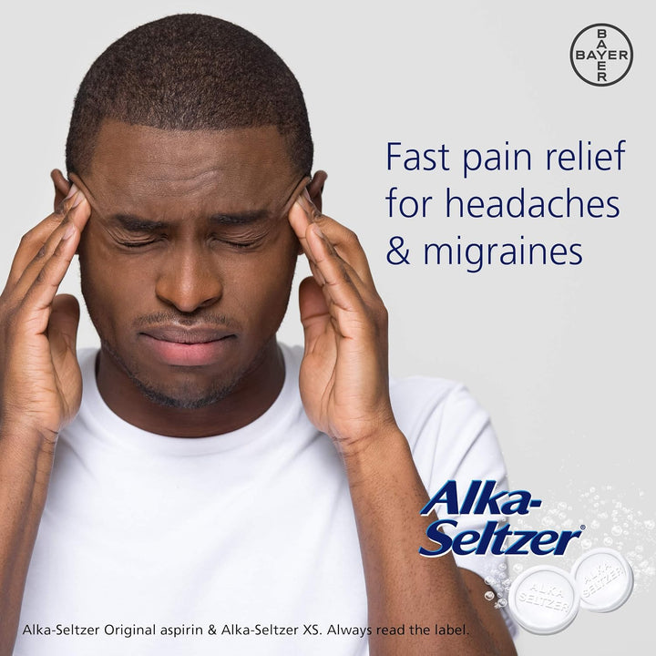 Alka Seltzer Original Effervescent Tablets with Aspirin, Fast and Effective Pain Relief for Cold and Flu, 1 Pack of 20
