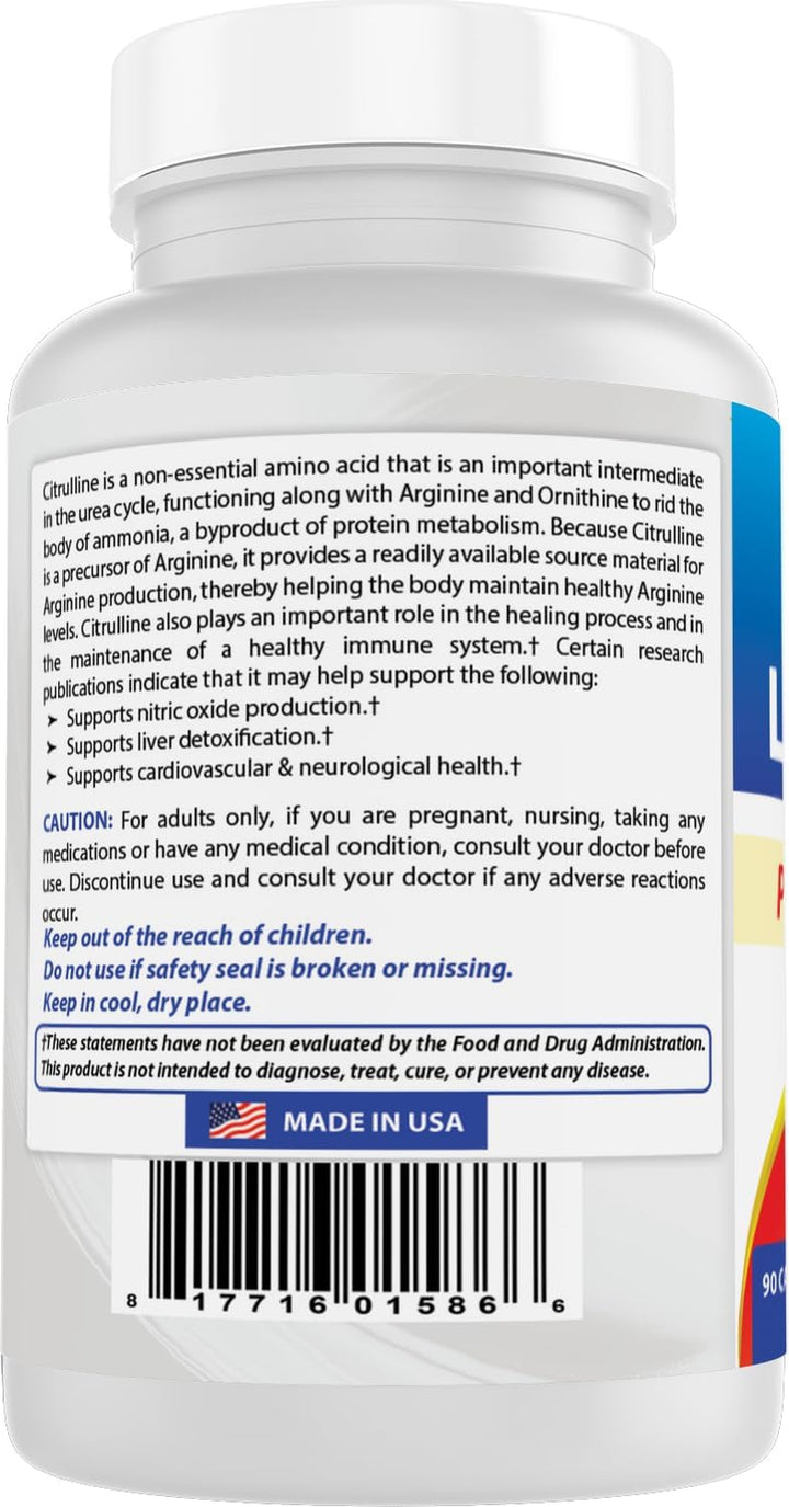 L-Citrulline Capsules - 1500Mg/Serving - Non-Gmo - Gluten Free - 90 Capsules (90 Count (Pack of 3))