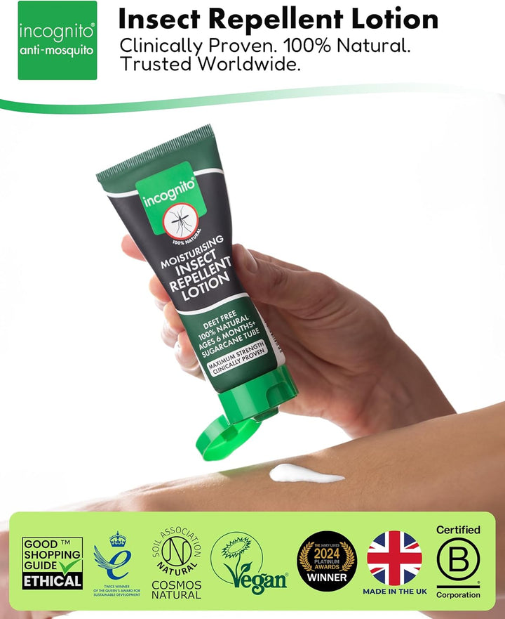 Insect Repellent Lotion 100 Ml - Protects for up to 7 Hours - Natural, DEET Free Formula - Insect Repellent & Moisturiser for Soft Protected Skin - Travel Friendly Organic Mosquito Repellent