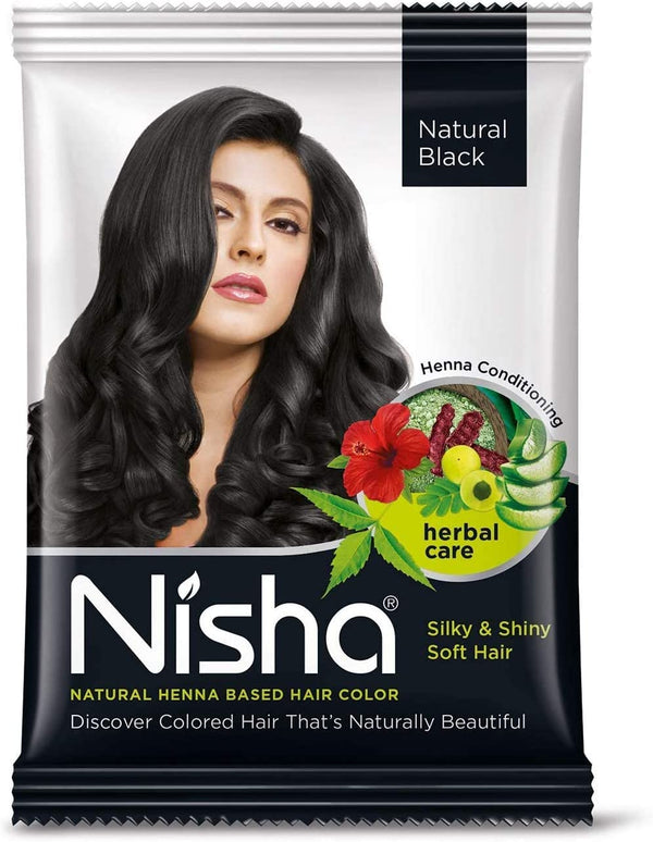 Natural Color Hair Henna Powder (Natural Black) 10G Pack of 10 by