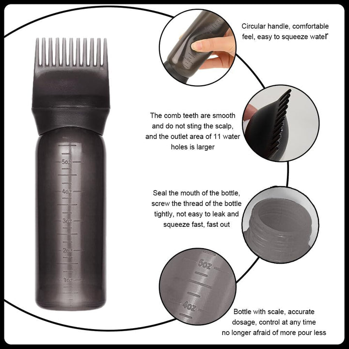 Hair Oil Applicator Bottle, 3PCS Root Comb Applicator with Continuous Spray Bottle 300Ml, Graduated Scale for Salon & Home DIY