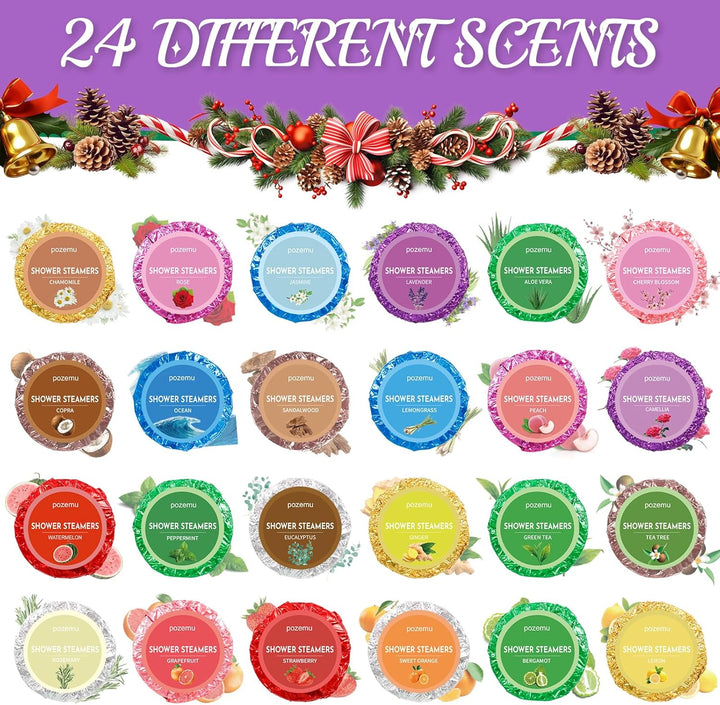 Shower Steamers Advent Calendar 2025 for Adult Kids Bath Bombs Aromatherapy Advent Calendars for Women Men Girls Boys