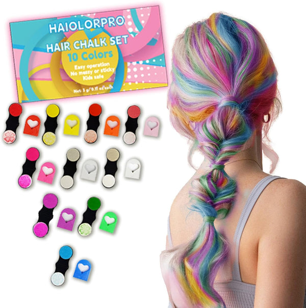 Hair Chalks for Girls Kids, 10PCS Washable Temporary Hair Dye Colour, Coloured Hair Spray Wash Out, Teenage Girls Christmas Gifts for 5-15 Year Old