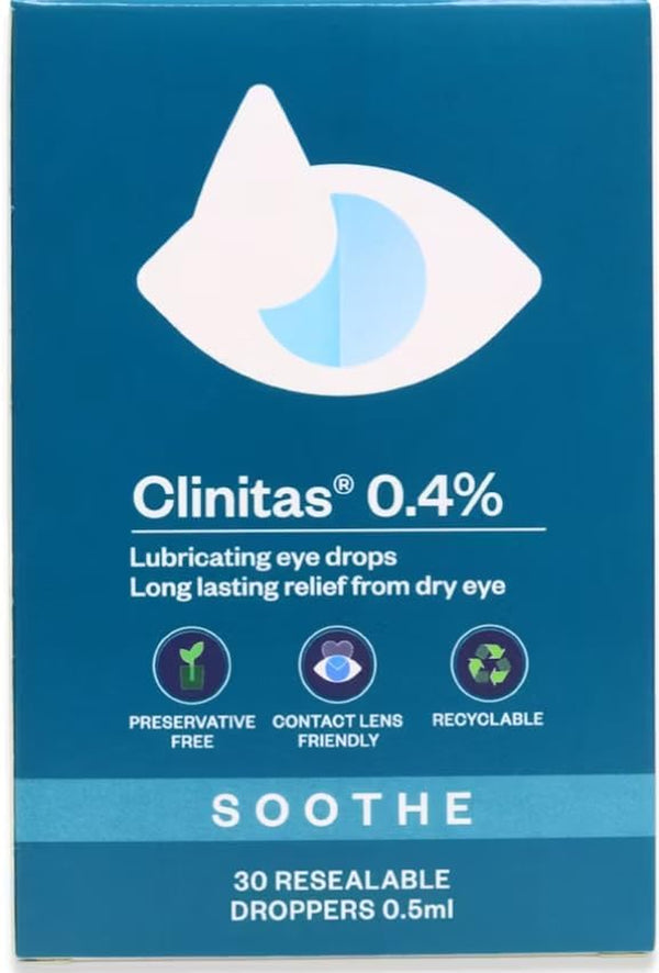 Clinitas Preservative Free Lubricant Eye Drops 30 X 0.5Ml, White