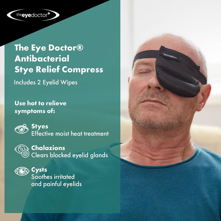 Stye Relief Compress Featuring Sterileyes - Microwaveable Single Eye Patch - Treatment of Styes, Chalazion & Cyst - Moist Heat Mask for Dry Eyes, Blepharitis & MGD