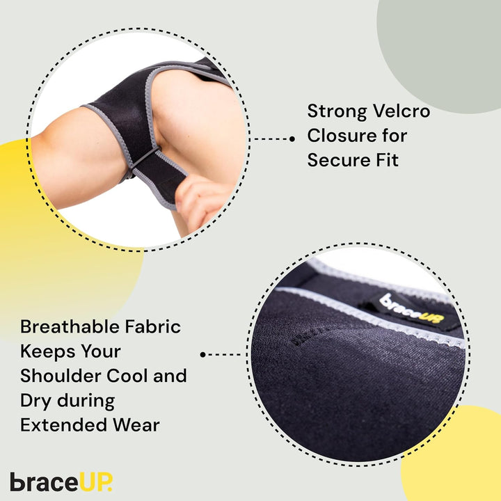 Shoulder Support- Adjustable Shoulder Brace with Ice Pad Pocket for Men and Women, Relief for Shoulder Injuries and Tendonitis - One Size