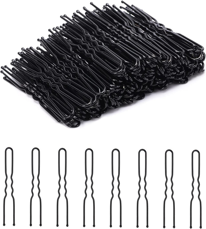 U Shaped Hair Pins, 200 Count Buns Waved U-Shaped Hair Pins for Updos with Box for Women Lady Girls Bobby Pins French Historical Hair Pin Hair Styling Pins Hair Accessories (Brown, 2.4 Inch)