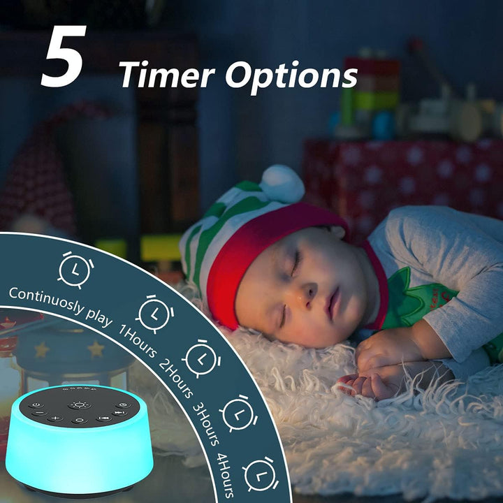 Sound Machines with 10 Colors Night Light 25 Soothing Sounds and Sleep White Noise Machine 32 Volume Levels 5 Timers Adjustable Brightness Memory Function for Adults Kids Baby (Black)