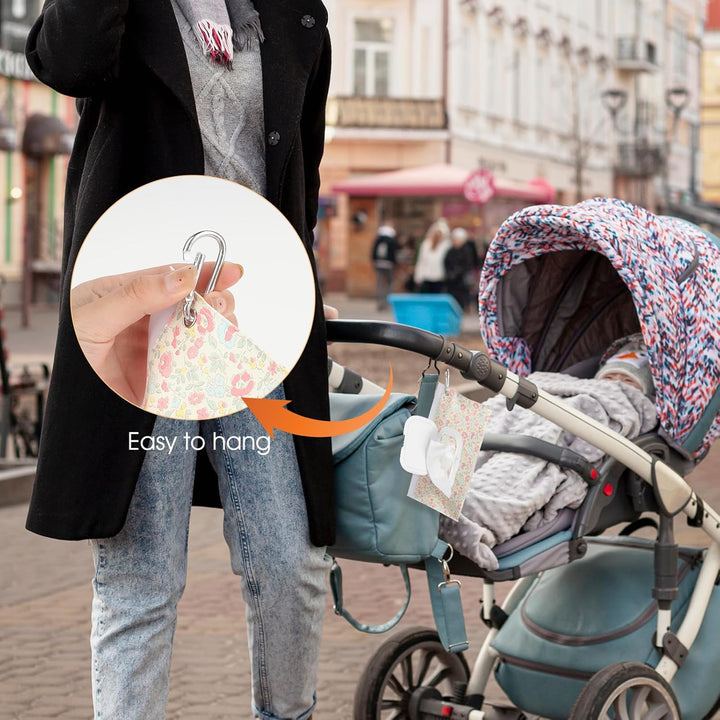 2 Pack Reusable Wipes Pouch Baby Wipe Holder Portable Wet Wipes Dispenser Refillable Travel Baby Wipes Case Waterproof and Dustproof, Baby Wipes Holder Keeps Wipes Fresh