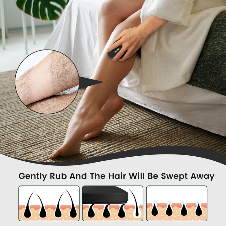 Nano Glass Hair Remover with Upgraded Grinding Surface -Achieving Painless Hair Removal, Crystal Hair Eraser for Portability, Reusable Easy to Use Silky Smooth Crystal Hair Removal Device