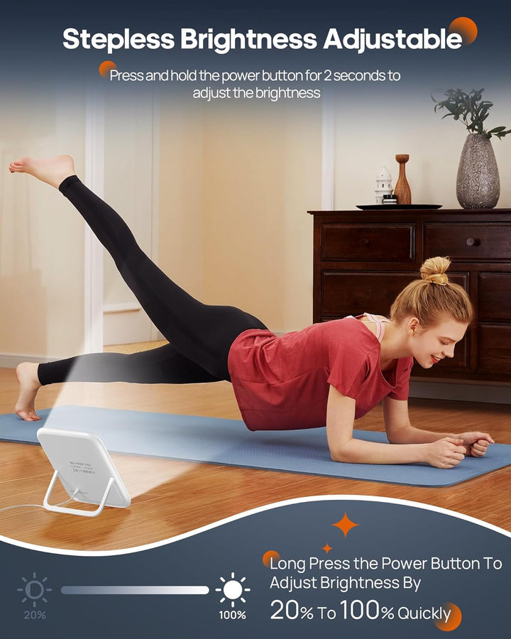 SAD Lamp, 10000 Lux Light Therapy Lamp for Depression, Sad Light Uv-Free with 3 Colors Temperature, Stepless Brightness, 4 Timer Setting, Daylight Lamp Portable Light Therapy Box for a Happy Mood