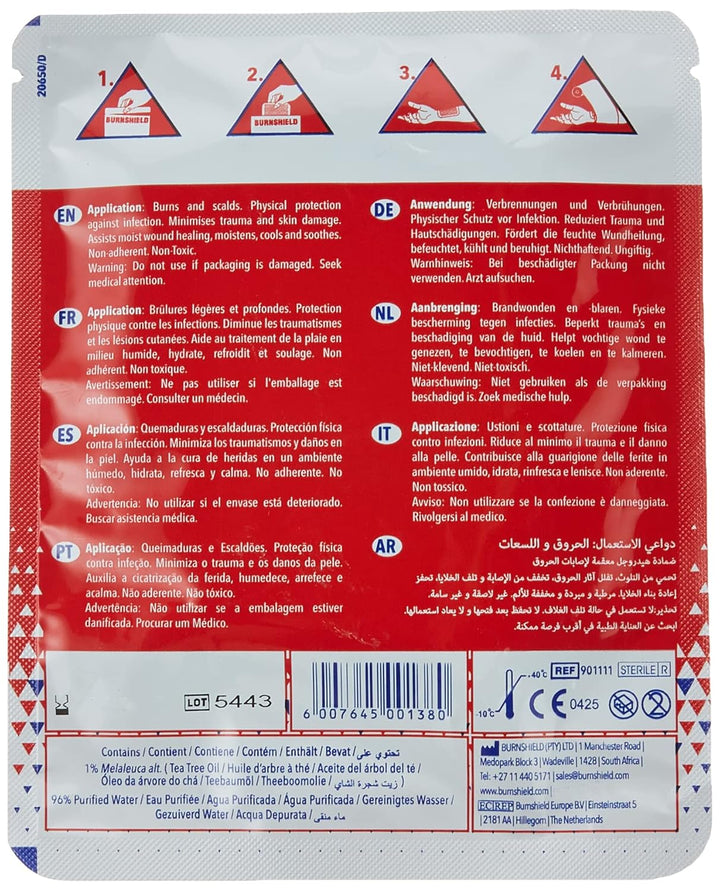 SJA75318 Premium Sterile Emergency Burn Dressing ,White,4"X4" (10Cm X 10Cm)"Cools the Burn"