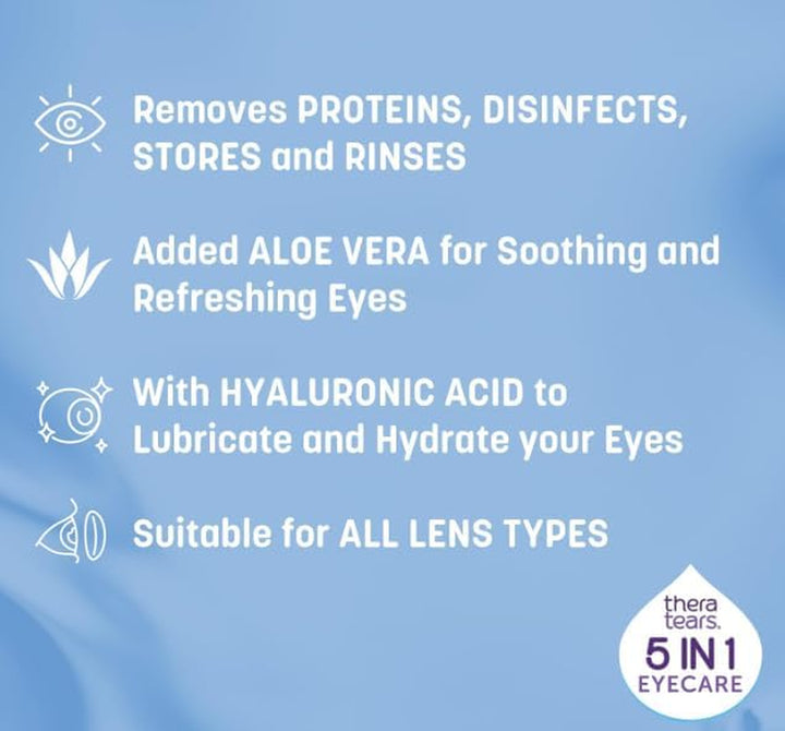 Multi-Purpose Contact Lens Solution 100Ml/Cleans, Disinfects, Lubricates and Hydrates Your Contact Lenses/Added Aloe Vera Known to Soothe and Refresh/Suitable for All Lens Types