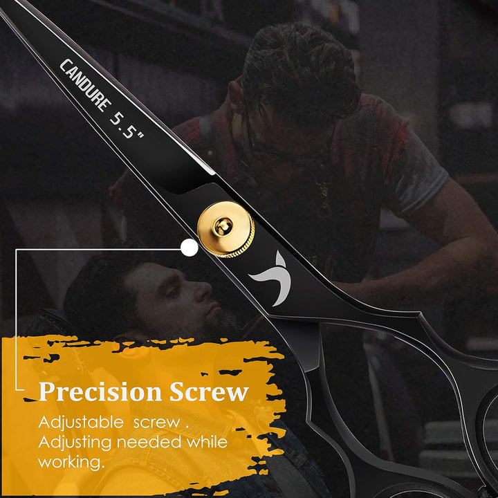 Hairdressing Scissor Hair Scissor for Professional Hairdressers Barbers Stainless Steel Hair Cutting Shears for Salon, Men, Women, Children and Adults 5.5" Inch Black