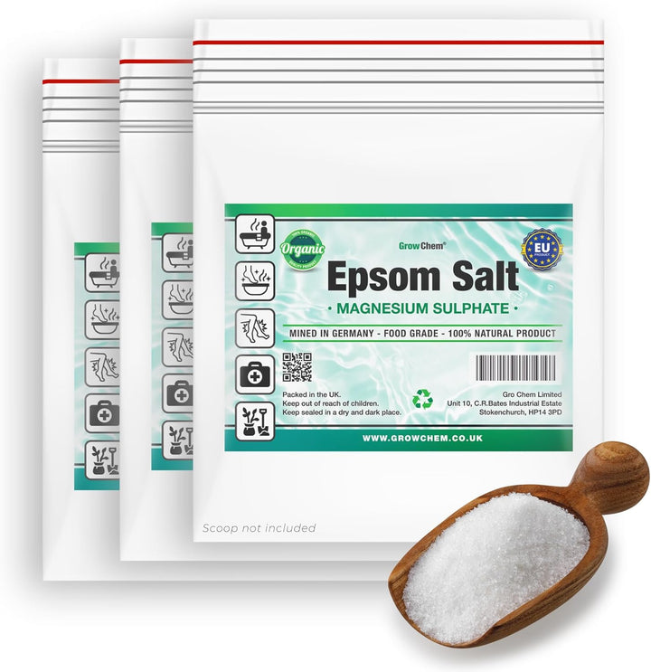 Natural Epsom Salts (1KG Bucket) – Pure Food Grade Magnesium Sulphate Mineral, 100% Natural Salts Mined in Germany - for Health, Detoxification, Muscle Relief, Exfoliating & Gardening