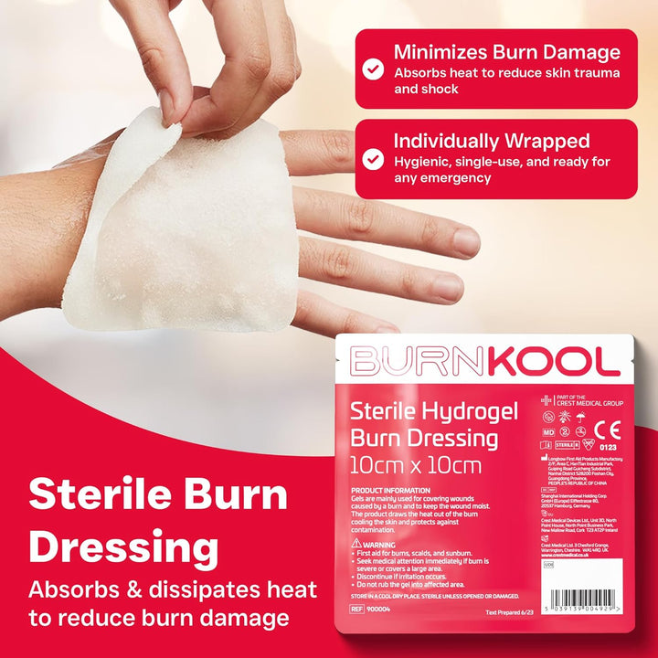 First Aid Burns Dispenser in Compact Red Piccolo Box - Refillable First Aid Kit with Burn Gel, Gloves and Burn Dressings - Essential Medical Equipment for Home, Workplace, or Car