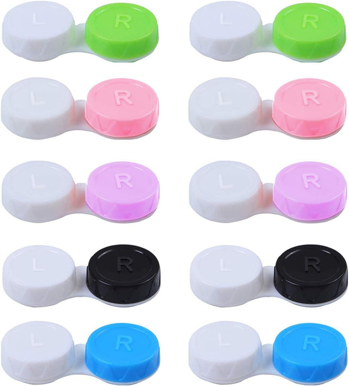 20PCS Travel Contact Lens Cases, Portable Contact Lens Travel Kit Case, Mini Box Container Contact Lens Holder, Contact Lens Soaking Storage Case with L and R Caps - Green Blue Black Pink