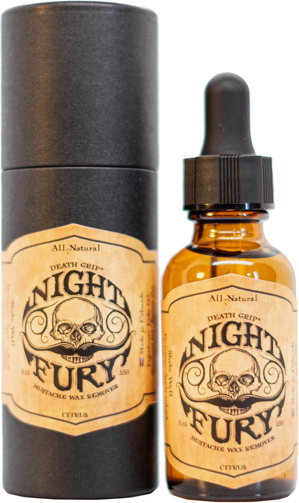 Moustache Wax Remover for Handlebar Moustaches by  Strong Hold Mustache Wax - Night Fury Mustache Wax Remover 1Oz or 30Ml