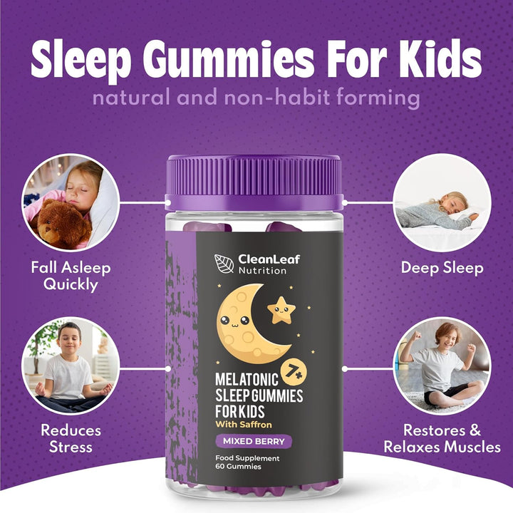 Natural Sleep Support Gummies for Kids - Melatonic Formula for Restful Nights, Childrens Sleep Gummies Promoting Natural Melatonin Production, Promotes Healthy Sleep Patterns, 60 Count