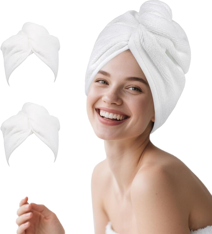 Microfibre Hair Towel Drying Wrap: 2Pack Head Dry Towel Twist Drying Turban anti Frizz Long Quick Rapid Absorbent Women Wet Plopping Curly Hair Turban Twisty for Girls