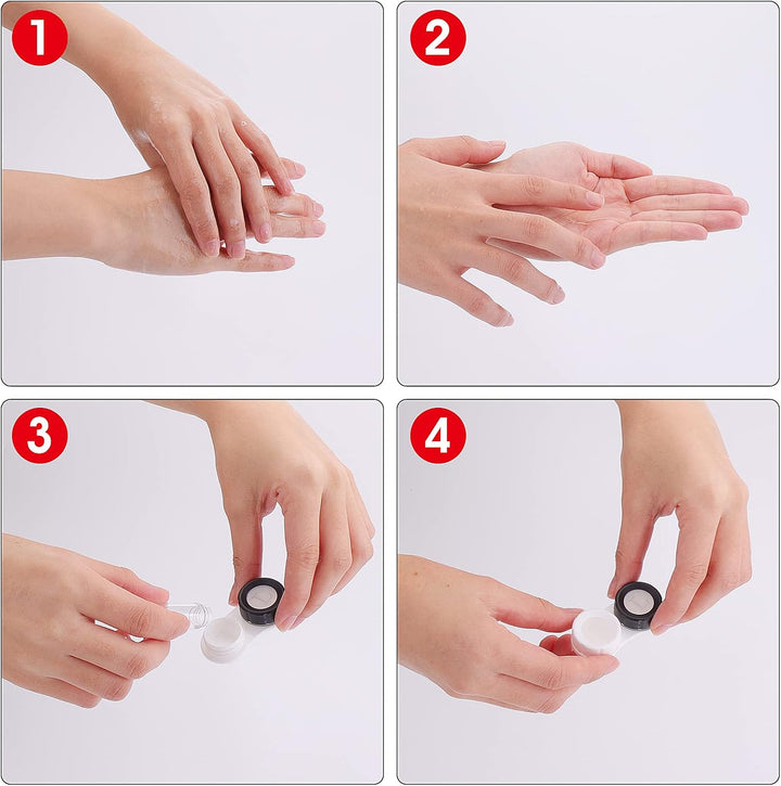 Contact Lens Cases with Mirror, Contact Lens Holder Mini Box Container, Portable Contact Lens Soaking Case with L and R Caps for Travel